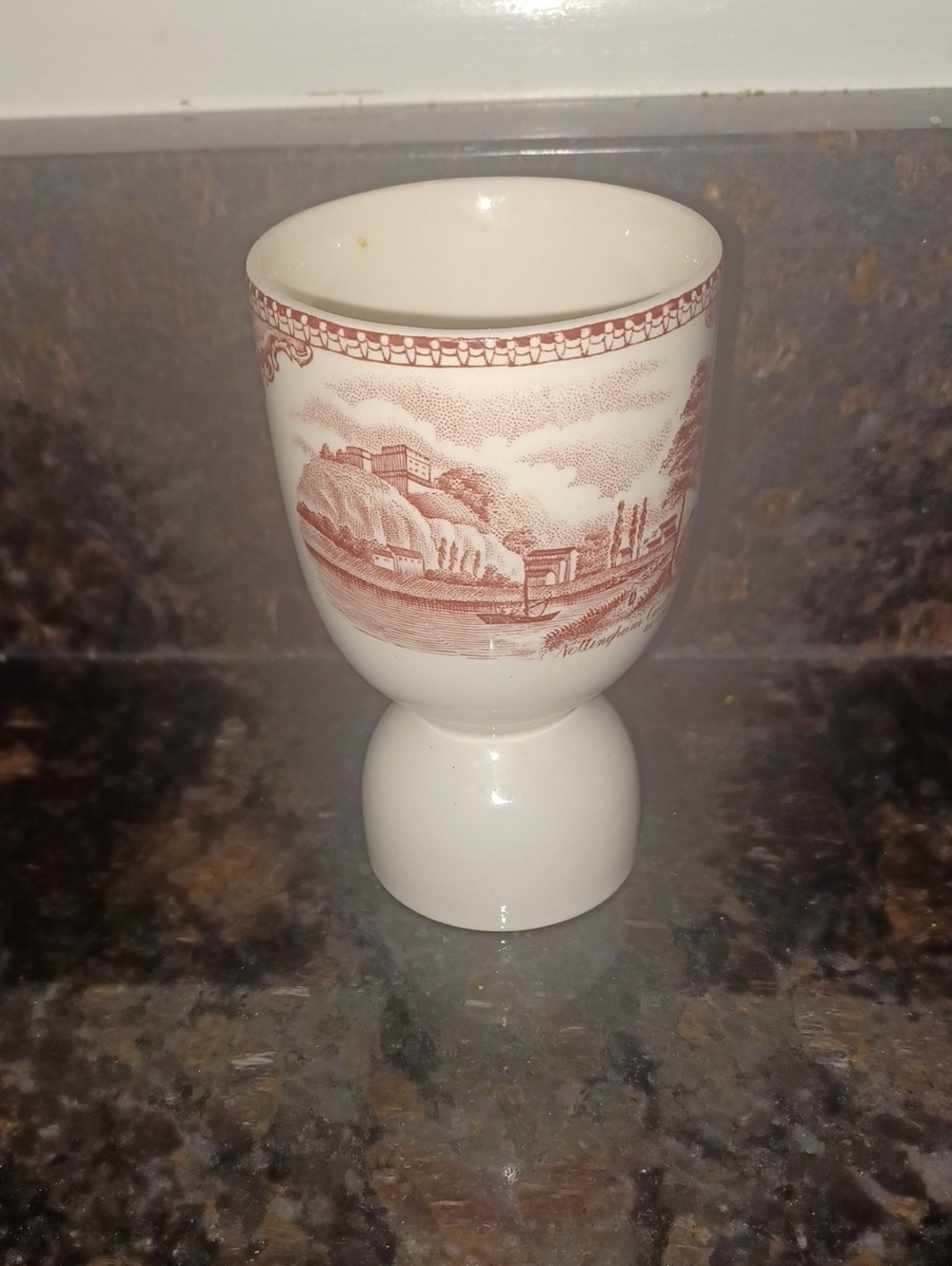 Vintage 1930s Johnson Bros Old Britain Castles Pink Double Egg Cup Nottingham &